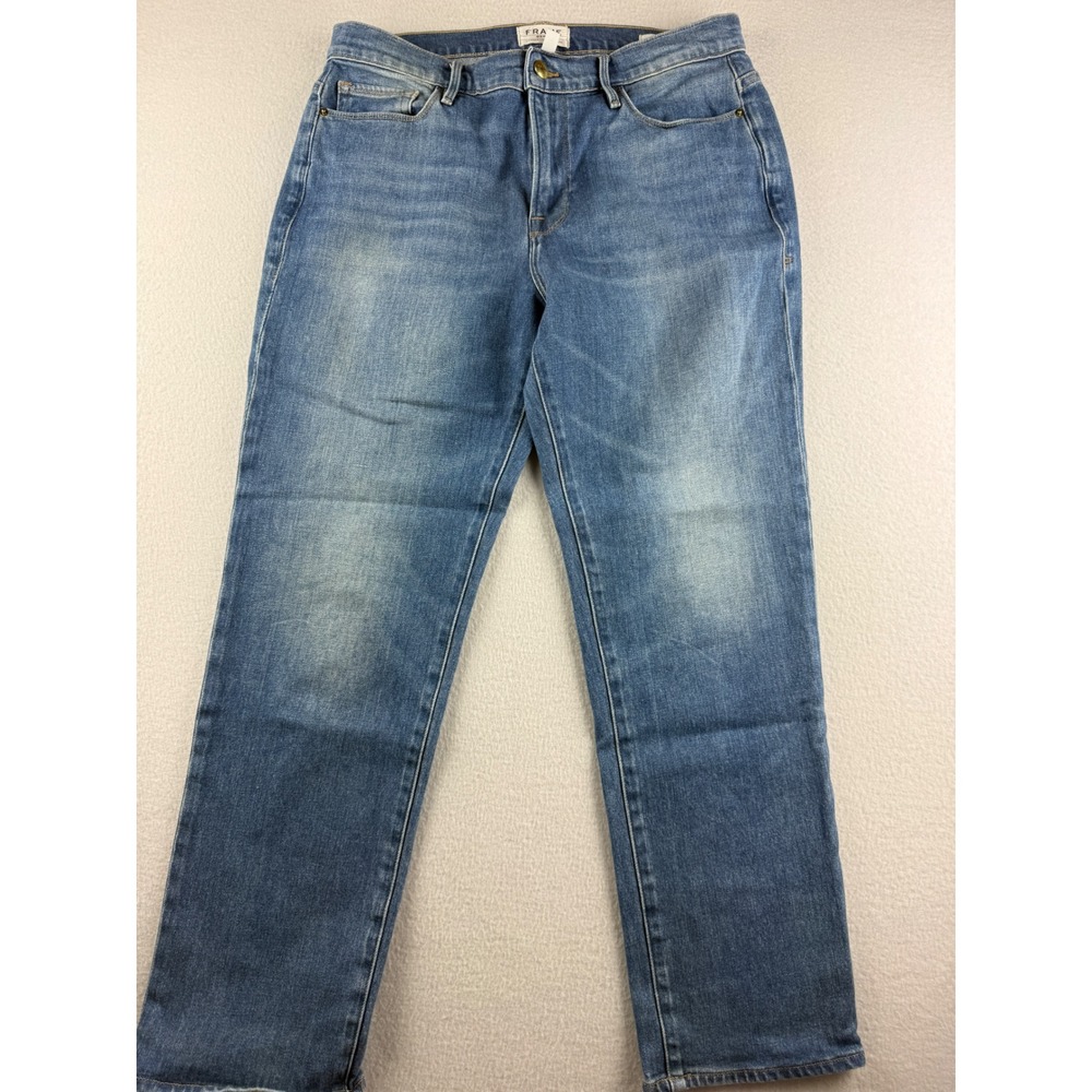 FRAME Le Nouveau Straight Jeans Women 31 Free Fall Blue Mid‎ Rise LNS415 Stretch